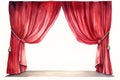 watercolor scene illustration red curtain on stage of theater or cinema ajar isolated on white background Royalty Free Stock Photo