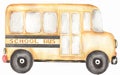 watercolor school bus, illustration. School elements, transport clipart