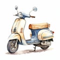 Watercolor Scooter Illustration: Realistic Usage Of Light And Color