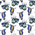 Watercolor scooter seamless pattern, hand painted vintage illustration Royalty Free Stock Photo