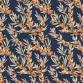 Watercolor sea buckthorn pattern