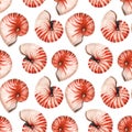 Watercolor sea life nautilus shell vector pattern Royalty Free Stock Photo