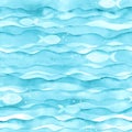 Watercolor sea ocean wave fish teal turquoise colored background Royalty Free Stock Photo