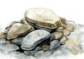 Watercolor sea stones Royalty Free Stock Photo