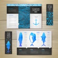 Watercolor Seafood concept design. Corporate identity Royalty Free Stock Photo