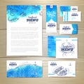 Watercolor Seafood menu design. Corporate identity