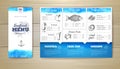 Watercolor Seafood menu design. Corporate identity. Royalty Free Stock Photo