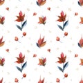 Watercolor seamles pattern of countryside rose flowers