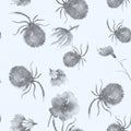 Watercolor seamless background floral pattern. grass and plant flowers, burdock, thistle, alga, wild herbs. Floral pattern, Illust Royalty Free Stock Photo