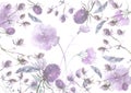 Watercolor seamless background floral pattern. grass and plant flowers, burdock, thistle, alga, wild herbs. Floral pattern, Illust Royalty Free Stock Photo