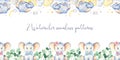 Watercolor seamless border with cute baby elephants Royalty Free Stock Photo