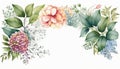 Watercolor seamless border for valentine, christmas, wedding Royalty Free Stock Photo