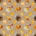 Watercolor seamless coffee break pattern