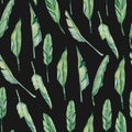 Watercolor seamless exotic tropical pattern with palm leaves. Allover print with tropical wild for the textile fabric