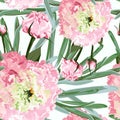 Watercolor seamless floral pattern. Flower delicate pattern of flowers Eustoma, Lysianthus. Royalty Free Stock Photo