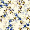 Watercolor seamless flower pattern with color backgound Royalty Free Stock Photo