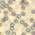 Watercolor seamless flower pattern with color backgound Royalty Free Stock Photo