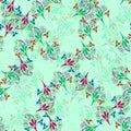 Watercolor seamless flower pattern with color backgound Royalty Free Stock Photo