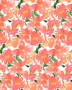 Watercolor seamless flower pink peony rose pattern. Endless print for textile, clothes, fashion, linens, wallpapers. Hand painted