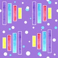 Watercolor seamless hand drawn pattern of 90s 80s memphis abstract style. Bright blue yellow pink purple geometric Royalty Free Stock Photo