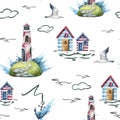 watercolor seamless marine pattern