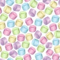 Watercolor seamless marshmallow pattern