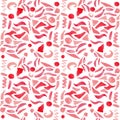 Watercolor seamless pattern, abstract red geometric elements on a white background. Royalty Free Stock Photo