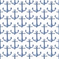 Watercolor seamless pattern with anchors.