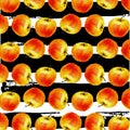 Watercolor seamless pattern with apples on the white background. Vector illustration. Hand drawn background Royalty Free Stock Photo