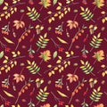 Watercolor seamless pattern with autumn elements.