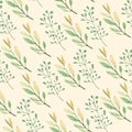 Watercolor seamless pattern autumn forest leaves and branches. Greenery floral. Botanical illustration Royalty Free Stock Photo