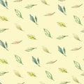 Watercolor seamless pattern autumn ornamental forest with leaves and branches. Greenery floral. Botanical illustration Royalty Free Stock Photo