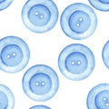 Watercolor seamless pattern for babies with blue buttons