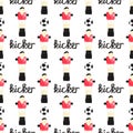 Watercolor seamless pattern with ball, foosball