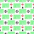 Watercolor seamless pattern with ball, player and