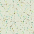 Watercolor seamless pattern of beige, yellow, green branches on the light green background- 6 Royalty Free Stock Photo