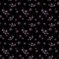 Watercolor seamless pattern. Black currant berries