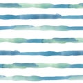 Watercolor seamless pattern with blue stripes. Hand painted sea or ocean abstract horizontal texture isolated on white Royalty Free Stock Photo