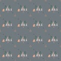 seamless watercolor pattern wigwam and forest dwellers. bear rabbit birdie by the fire. cute story for printing on