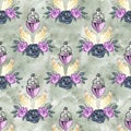 Watercolor seamless pattern with bottles of poison. Halloween watercolor pattern.