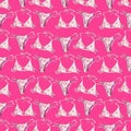 Watercolor seamless pattern with brassiere and pants on pink background, bright hand-drawn background. Royalty Free Stock Photo