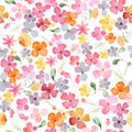 Watercolor seamless pattern with bright colorful flowers.Hand drawing abstract background Royalty Free Stock Photo