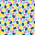 Watercolor seamless pattern with bright Easter Eggs