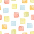 Watercolor seamless pattern with bright geometric shape square