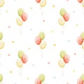 Watercolor seamless pattern with bright various balloons Royalty Free Stock Photo