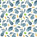 Watercolor seamless pattern bunnys