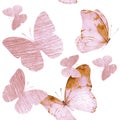 Watercolor seamless pattern with butterflies Royalty Free Stock Photo