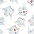 watercolor seamless pattern with a Christmas dolls, angels Royalty Free Stock Photo