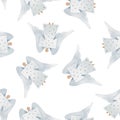 watercolor seamless pattern with a Christmas dolls, angels Royalty Free Stock Photo