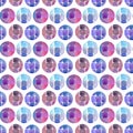 Watercolor seamless pattern. Circles mosaic background. Can be used for wrapping paper and fabric design. Royalty Free Stock Photo